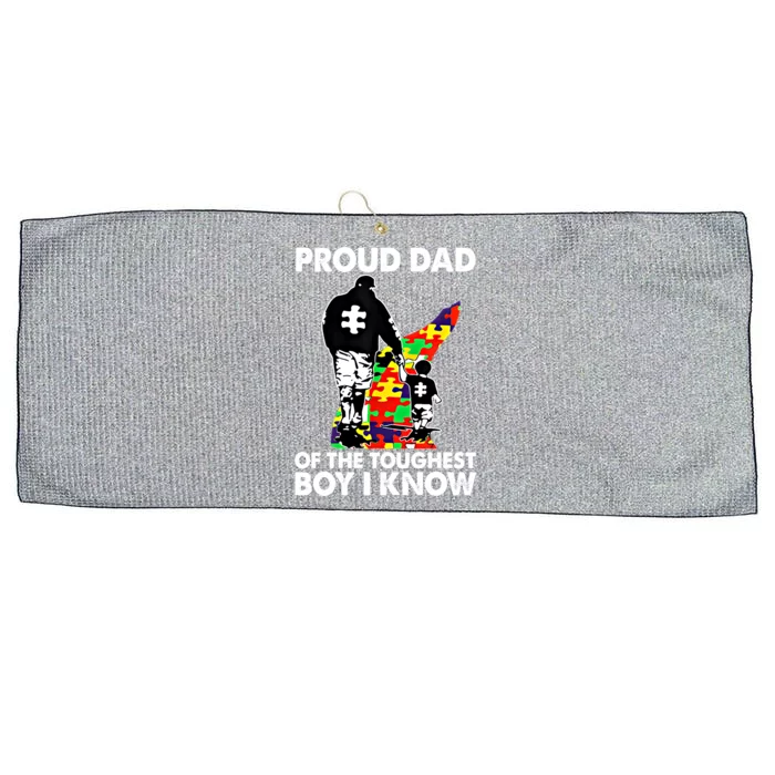 Proud Dad Of The Toughest I Know Autism Awareness Gift Large Microfiber Waffle Golf Towel