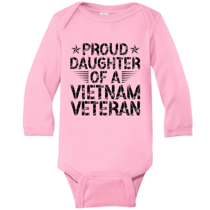 Proud Daughter Of A Vietnam Veteran Vintage Baby Long Sleeve Bodysuit