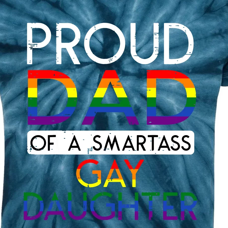 Proud Dad Of A Daughter Straight Ally Pride Month Kids Tie-Dye T-Shirt