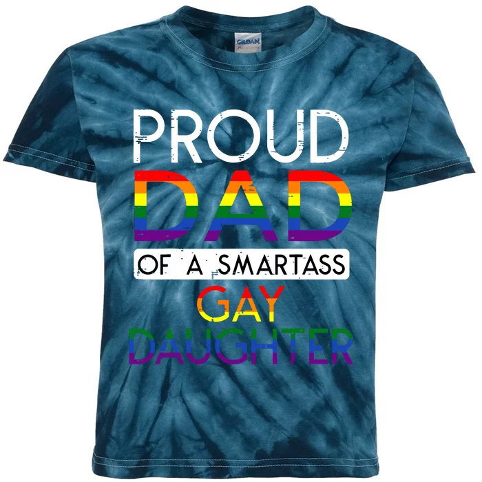 Proud Dad Of A Daughter Straight Ally Pride Month Kids Tie-Dye T-Shirt