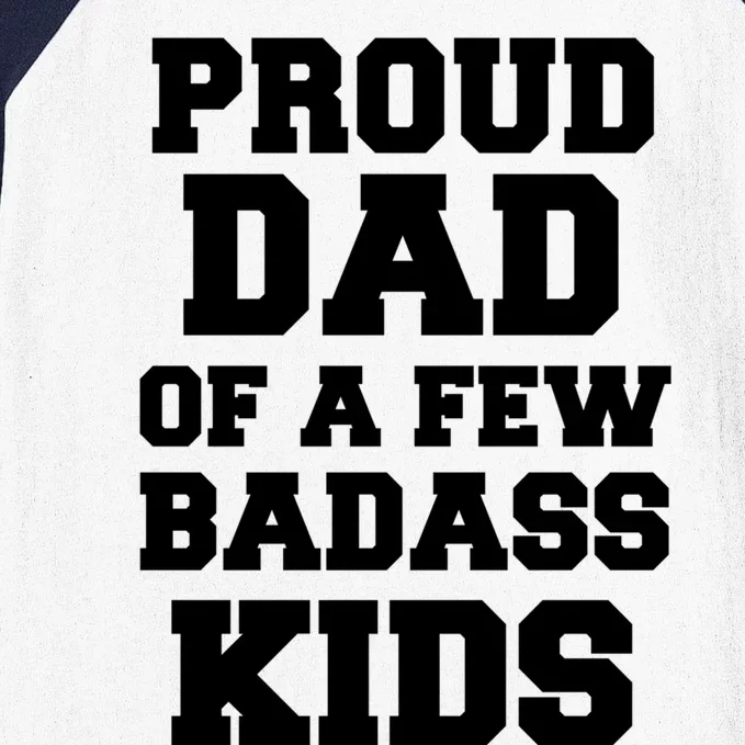 Proud Dad Of A Few Badass Dad Of 3 Funny Fathers Day Gift Baseball Sleeve Shirt