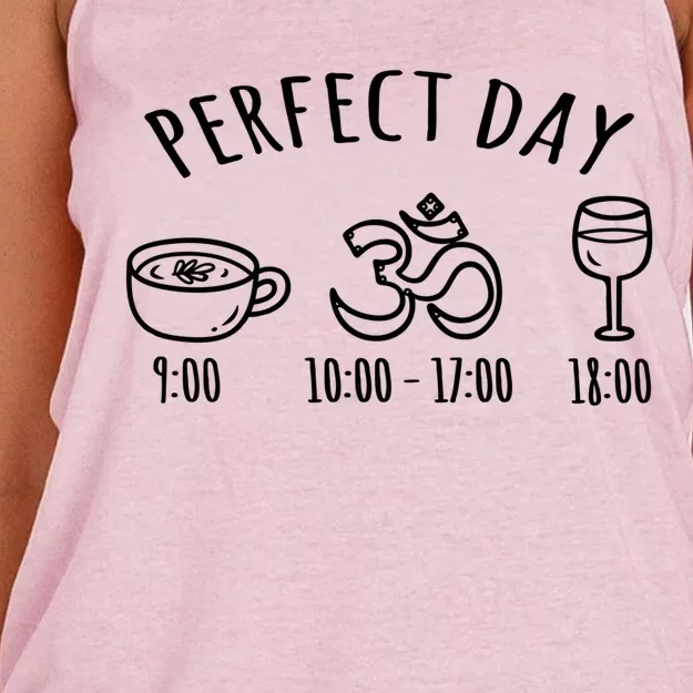 Perfect Day Perfect Daily Plan Coffee Meditation Yoga Wine Gift Women's Knotted Racerback Tank