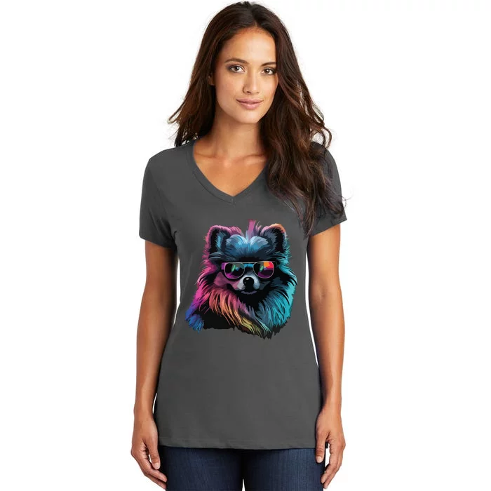 Pomeranian Dogs Pomeranians Women's V-Neck T-Shirt