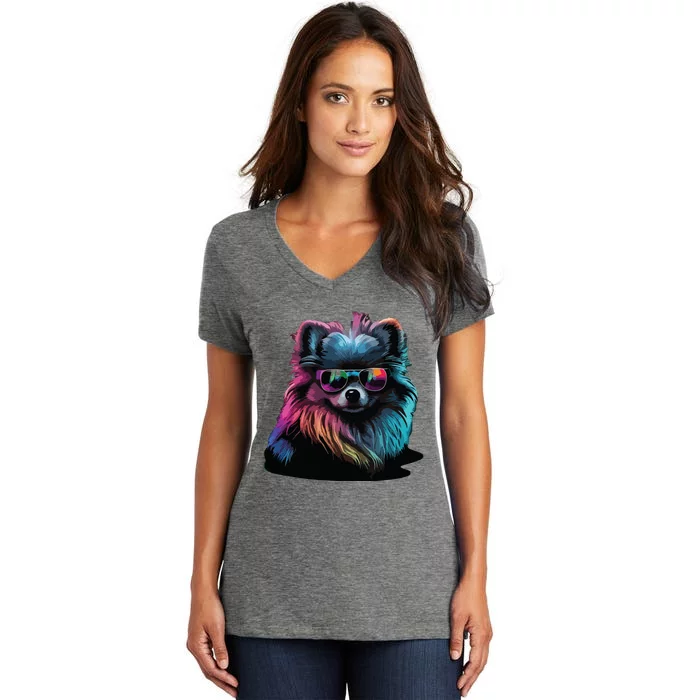 Pomeranian Dogs Pomeranians Women's V-Neck T-Shirt