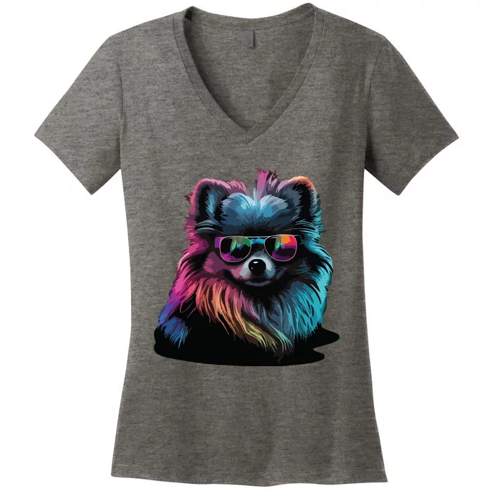 Pomeranian Dogs Pomeranians Women's V-Neck T-Shirt