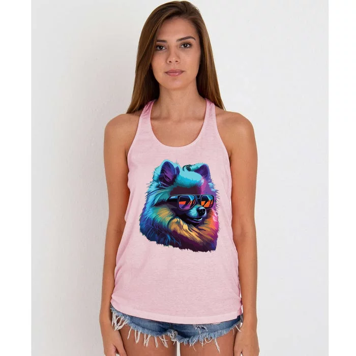 Pomeranian Dogs Pomeranians Women's Knotted Racerback Tank