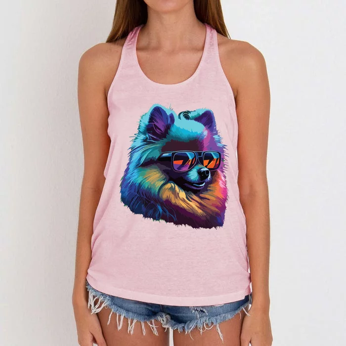 Pomeranian Dogs Pomeranians Women's Knotted Racerback Tank