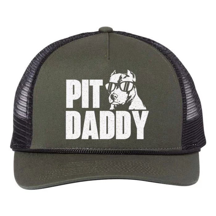 Pit Daddy Pitbull Dog Lover Pibble Pittie Pit Bull Terrier Retro Rope Trucker Hat Cap