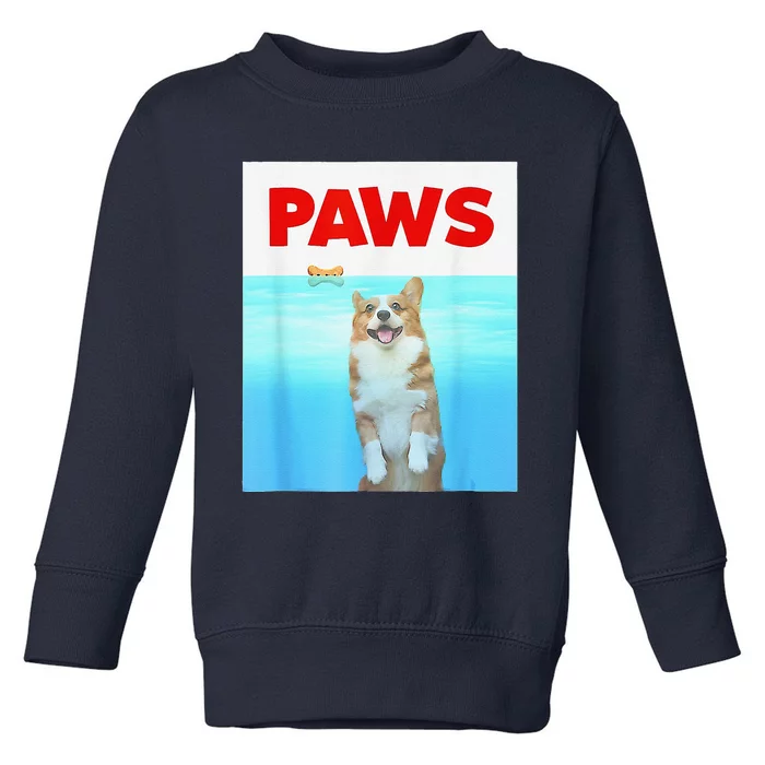 Paws Dog Parody 80s Corgi Shark Funny Dog Toddler Sweatshirt