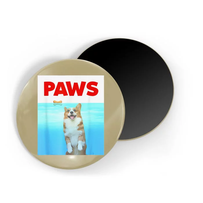 Paws Dog Parody 80s Corgi Shark Funny Dog Magnet