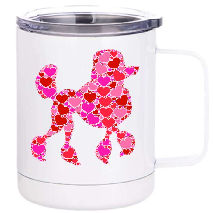 Poodle Dog Pink Red Heart Gift Valentines Day Cool Gift Front & Back 12oz Stainless Steel Tumbler Cup