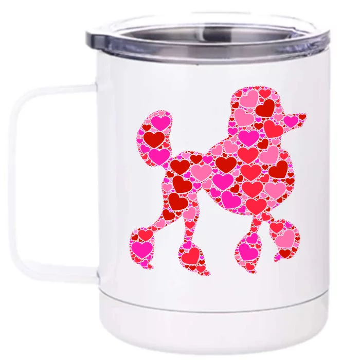 Poodle Dog Pink Red Heart Gift Valentines Day Cool Gift Front & Back 12oz Stainless Steel Tumbler Cup