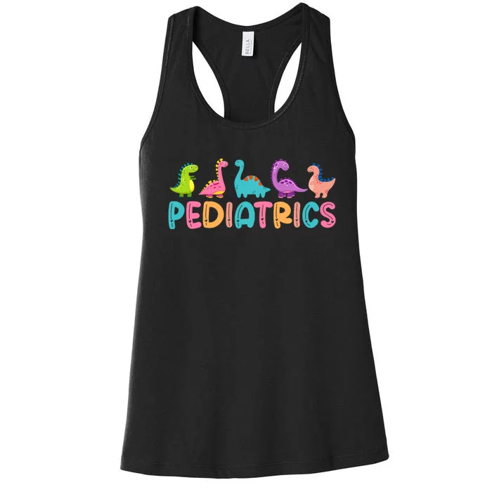 Pediatrics Dinosaurs Peds Nurse Crew Appreciation Pediatric Women's Racerback Tank