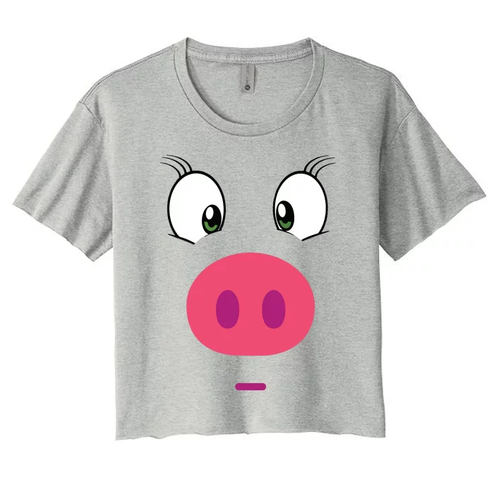 Piggy Design Pig Face Women's Crop Top Tee