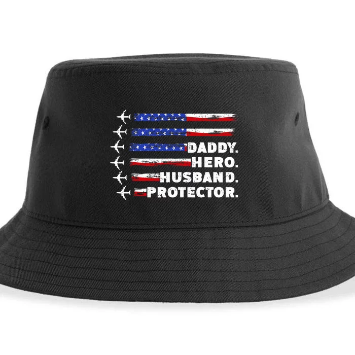 Patriotic Daddy Protector Daddy Us Flag Sustainable Bucket Hat