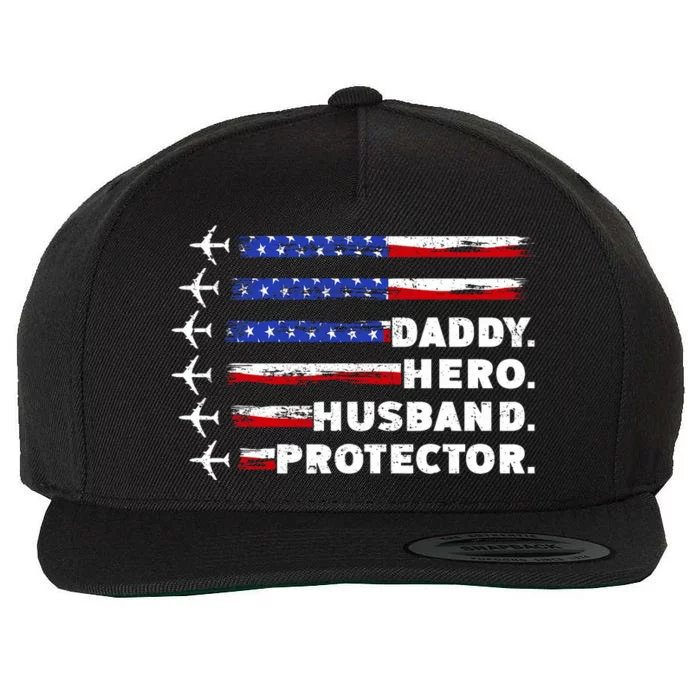 Patriotic Daddy Protector Daddy Us Flag Wool Snapback Cap