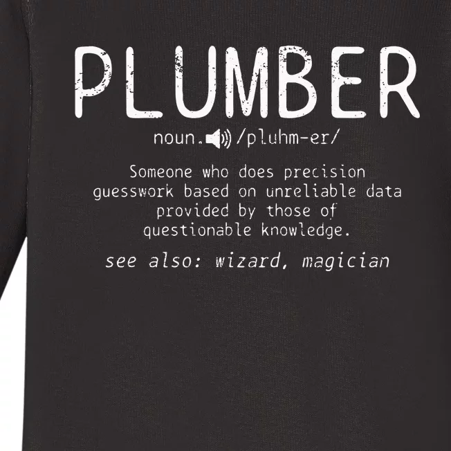 Plumber Definition Plumbing Dictionary Funny Plumber Baby Long Sleeve Bodysuit