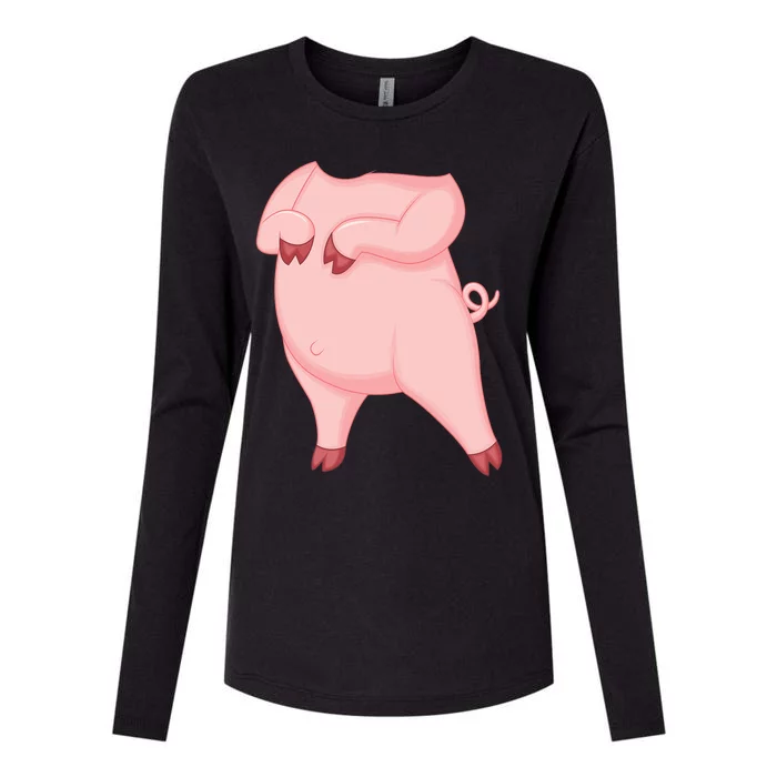 Pig Design Pig Costume Womens Cotton Relaxed Long Sleeve T-Shirt