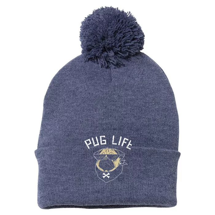 Pug Dog Pug Life Pom Pom 12in Knit Beanie