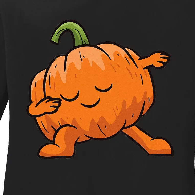 Pumpkin Dabbing Pumpkin Vegetable Pumpkins Ladies Long Sleeve Shirt