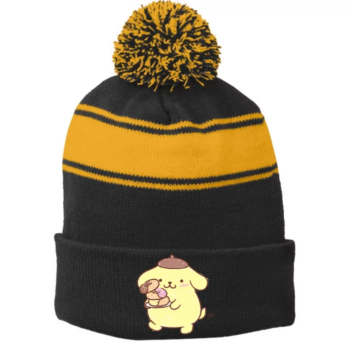 Pompom Donuts Stripe Pom Pom Beanie