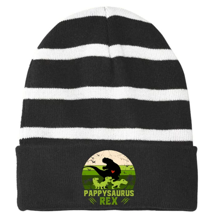 Pappy Dinosaur Pappysaurus 3 Three Xmas Christmas Striped Beanie with Solid Band