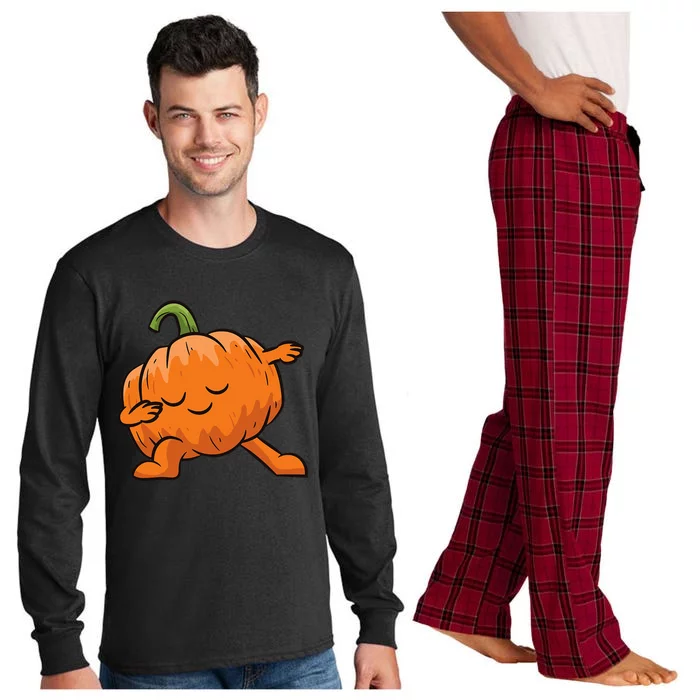 Pumpkin Dabbing Pumpkin Vegetable Pumpkins Long Sleeve Pajama Set