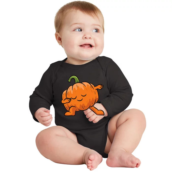 Pumpkin Dabbing Pumpkin Vegetable Pumpkins Baby Long Sleeve Bodysuit