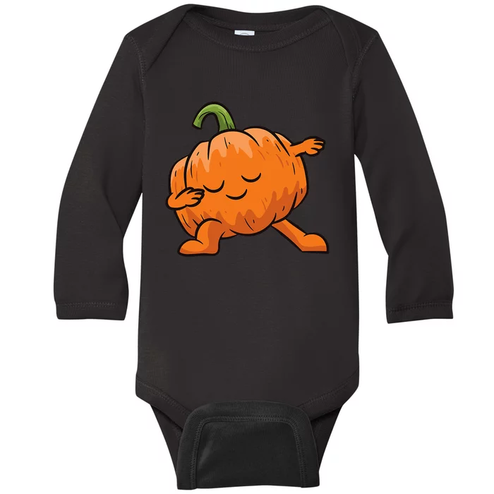 Pumpkin Dabbing Pumpkin Vegetable Pumpkins Baby Long Sleeve Bodysuit