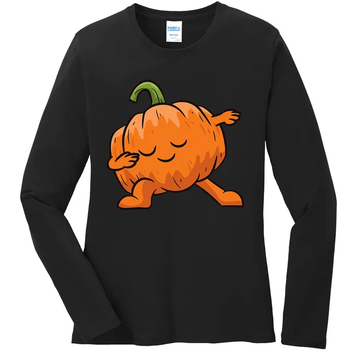 Pumpkin Dabbing Pumpkin Vegetable Pumpkins Ladies Long Sleeve Shirt