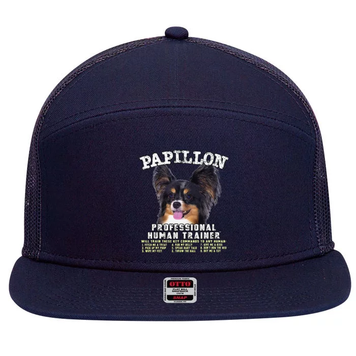 Papillon Dog Professional Human Trainer Cute Dog 7 Panel Mesh Trucker Snapback Hat