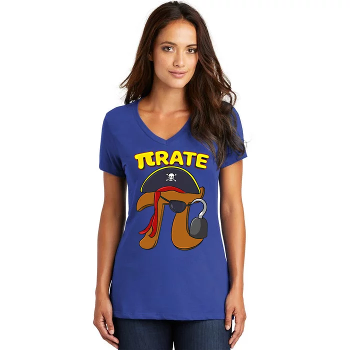 Pi Day Pirate Pi Symbol Graphic Art Math Lover Gift Women's V-Neck T-Shirt