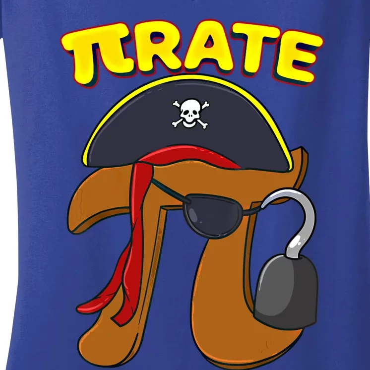 Pi Day Pirate Pi Symbol Graphic Art Math Lover Gift Women's V-Neck T-Shirt