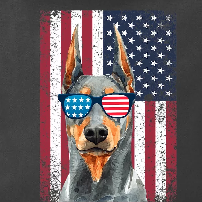 Patriotic Doberman Pinscher 4th Of July Usa American Flag Zip Tote Bag