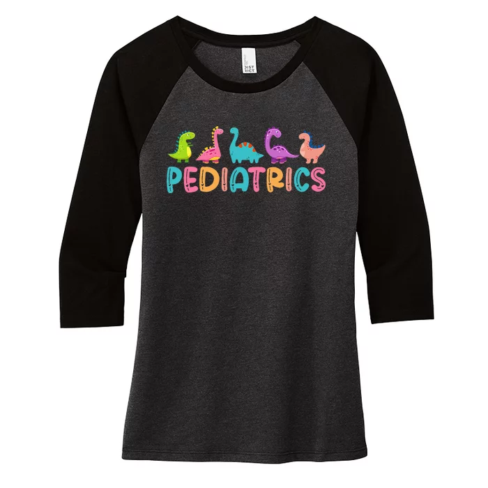 Pediatrics Dinosaurs Peds Nurse Crew Appreciation Pediatric Women's Tri-Blend 3/4-Sleeve Raglan Shirt