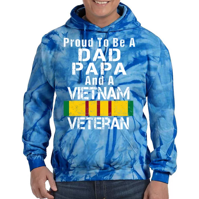 Proud Dad Papa Vietnam Veteran Gift Vintage Military Vet Gift Tie Dye Hoodie