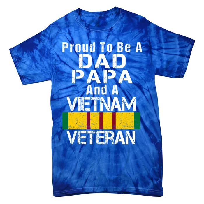 Proud Dad Papa Vietnam Veteran Gift Vintage Military Vet Gift Tie-Dye T-Shirt