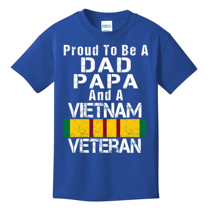 Proud Dad Papa Vietnam Veteran Gift Vintage Military Vet Gift Kids T-Shirt