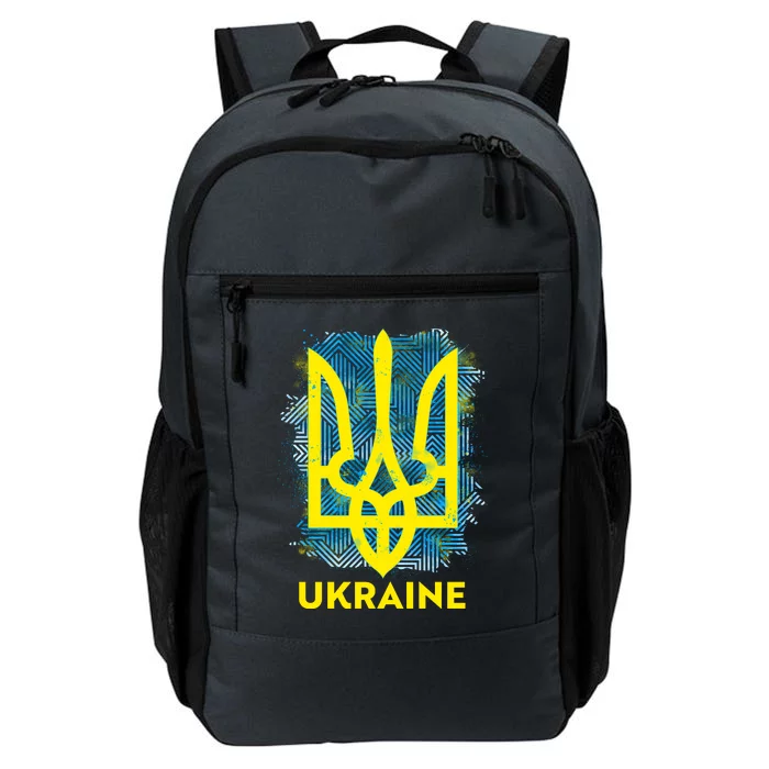 Painted Distressed Pattern Ukraine Coat Of Arms Flag Daily Commute Backpack