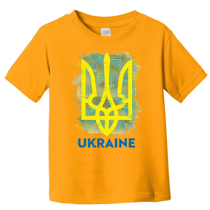 Painted Distressed Pattern Ukraine Coat Of Arms Flag Toddler T-Shirt