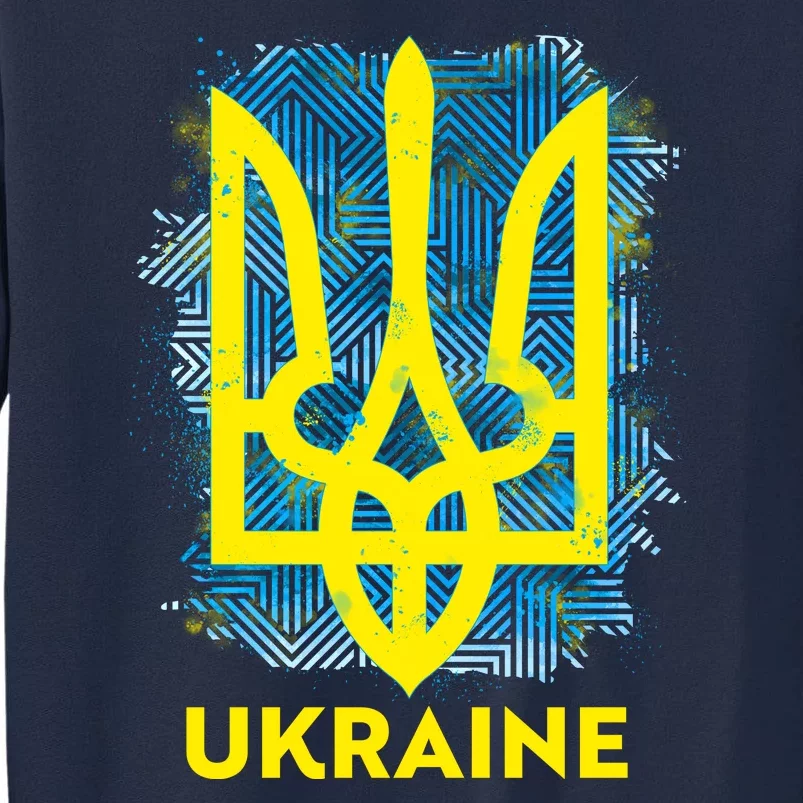 Painted Distressed Pattern Ukraine Coat Of Arms Flag Tall Sweatshirt