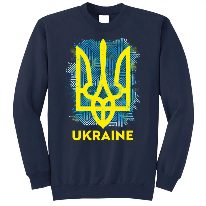 Painted Distressed Pattern Ukraine Coat Of Arms Flag Tall Sweatshirt