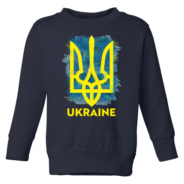 Painted Distressed Pattern Ukraine Coat Of Arms Flag Toddler Sweatshirt