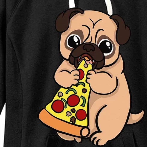 Pug Dog Pizza Lover Funny Sarcasm Humor Gift Women's Fleece Hoodie