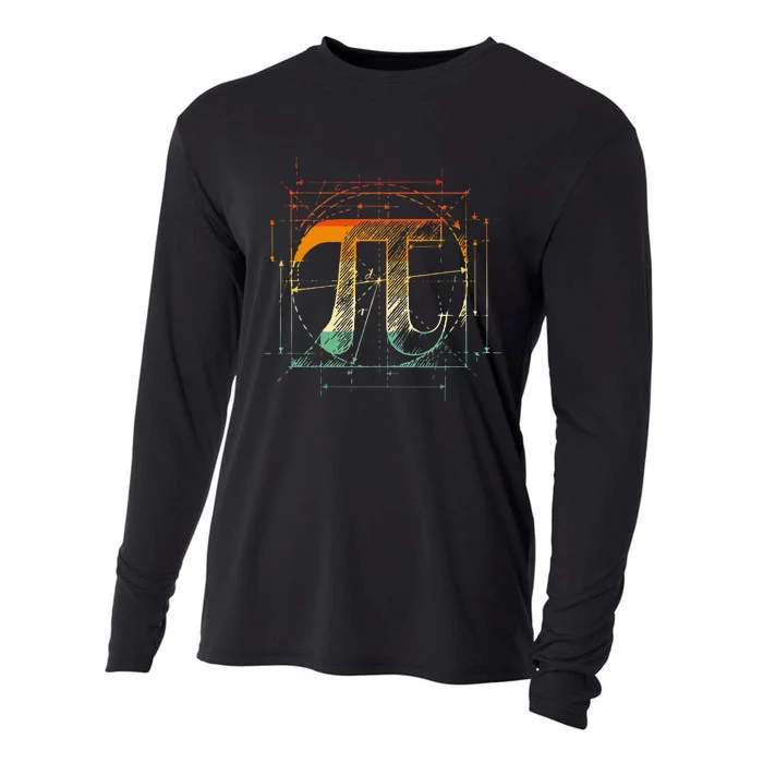 Pi Day Pi Symbol Funny Math Teacher Cooling Performance Long Sleeve Crew