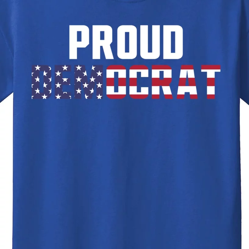 Proud Democrat Political Democratic Liberal American Flag Gift Kids T-Shirt