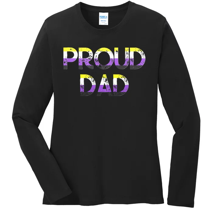 Proud Dad Pride Flag Lgbt Ladies Long Sleeve Shirt