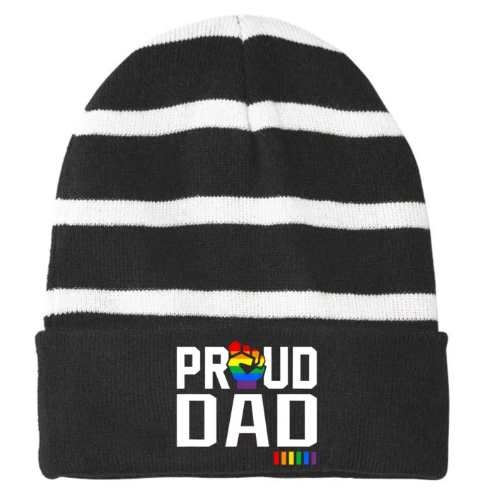 Proud Dad Pride Month Gift Striped Beanie with Solid Band