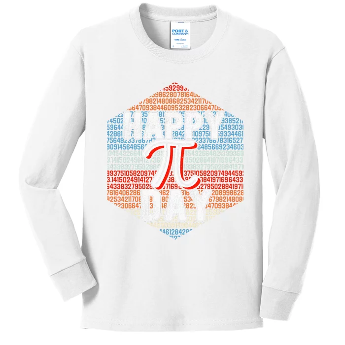 Pi Day Retro Vintage March 14th Happy Pi Day 3.14 Pi Kids Long Sleeve Shirt