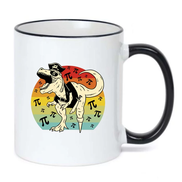 Pirate Dinosaur Retro Sunset Pi Day Black Color Changing Mug